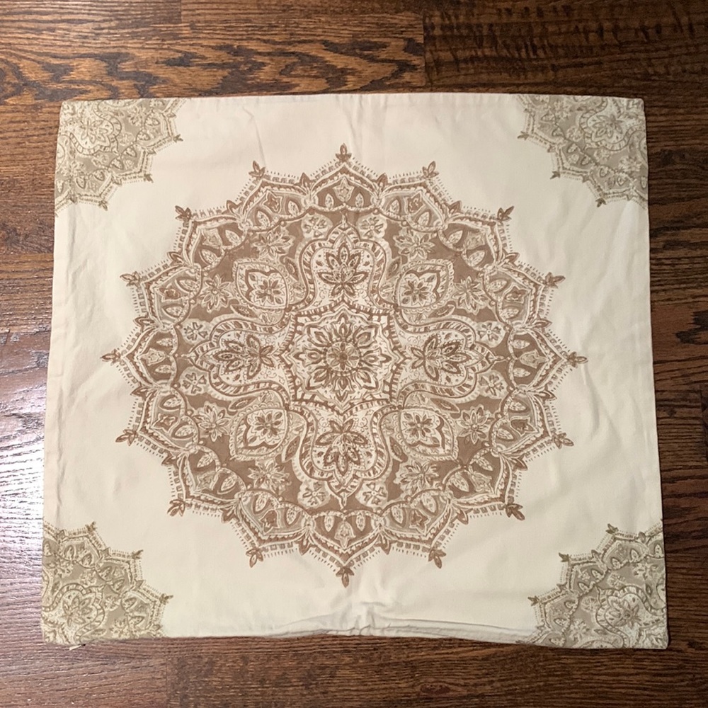 PB 24” cream and brown pillow cover